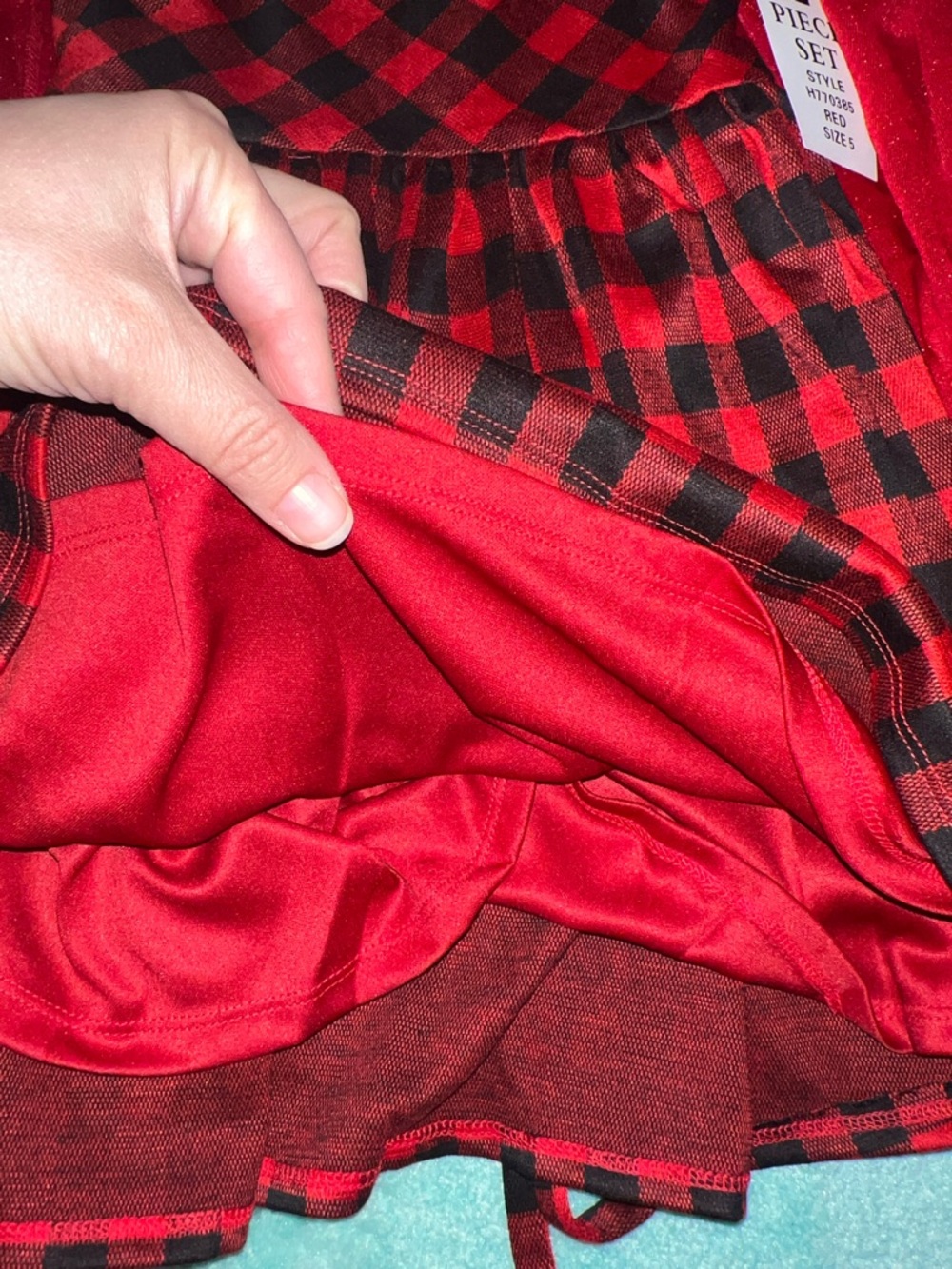NEW Rare Editions Sparkle Red Coat with Black-Red Plaid Accents and Plaid Dress - Picture 5 of 10